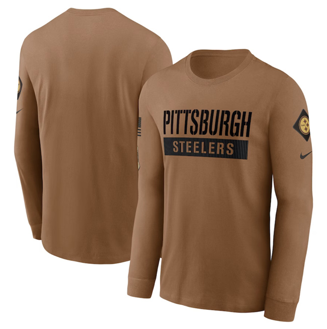 Men's Pittsburgh Steelers 2023 Brown Salute To Service Long Sleeve T-Shirt